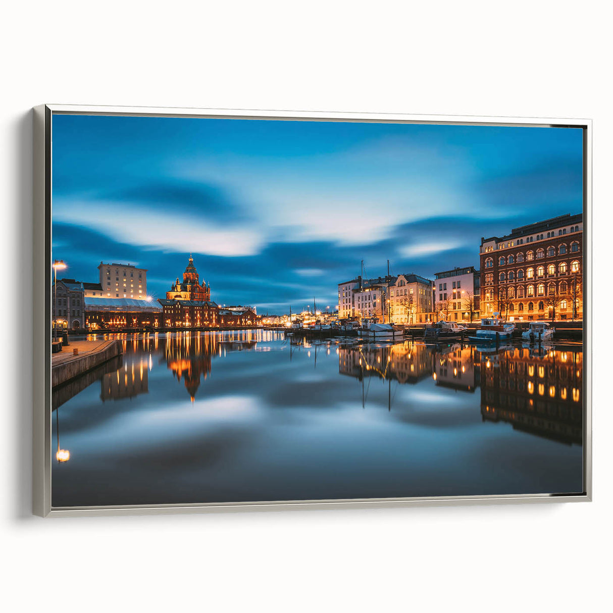 Framed canvas landscape art painting featuring a vintage European scenery in vibrant hues, ideal for living room decor.