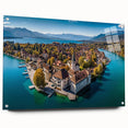 Acrylic print of the French Alps in muted earth tones, ideal for enhancing bedroom or dining room decor.
