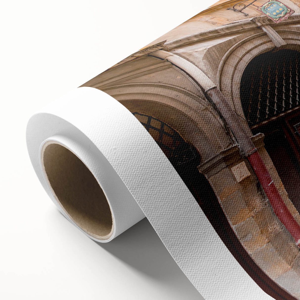 Art Deco poster of Lyon scenery in pastel shades on rolled canvas, ideal for nursery wall art or dining room decor.