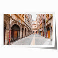 Extra large rolled print of Lyon, France with vibrant floral elements, ideal for dining room ambiance.
