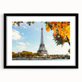 Extra large, colorful abstract art print of a Parisian scene, featuring vibrant hues on a textured canvas, framed in black.