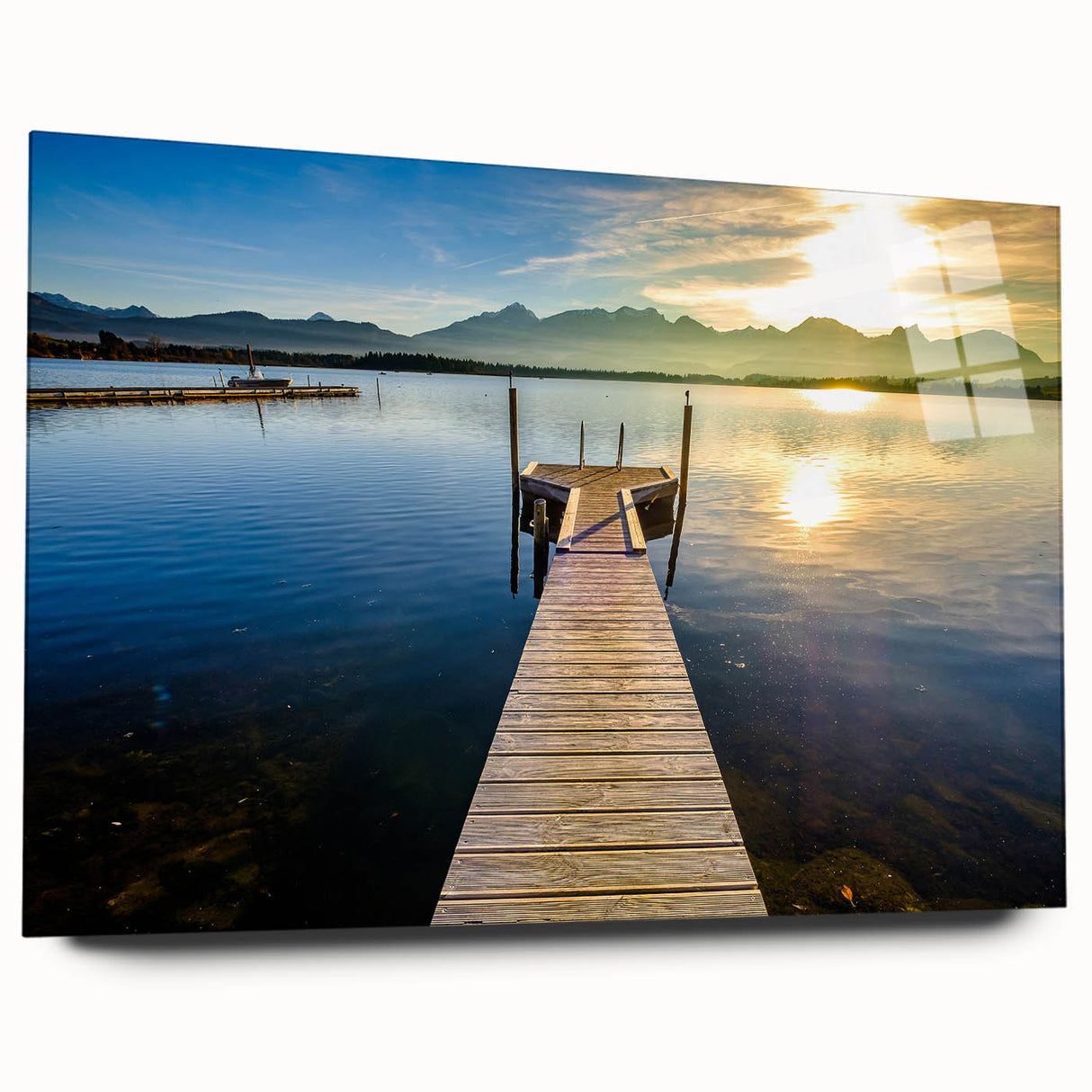Large abstract depiction of Bavarian scenery in muted earth tones on acrylic glass, ideal for bedroom or dining room art.