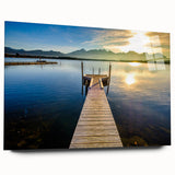 Large abstract depiction of Bavarian scenery in muted earth tones on acrylic glass, ideal for bedroom or dining room art.