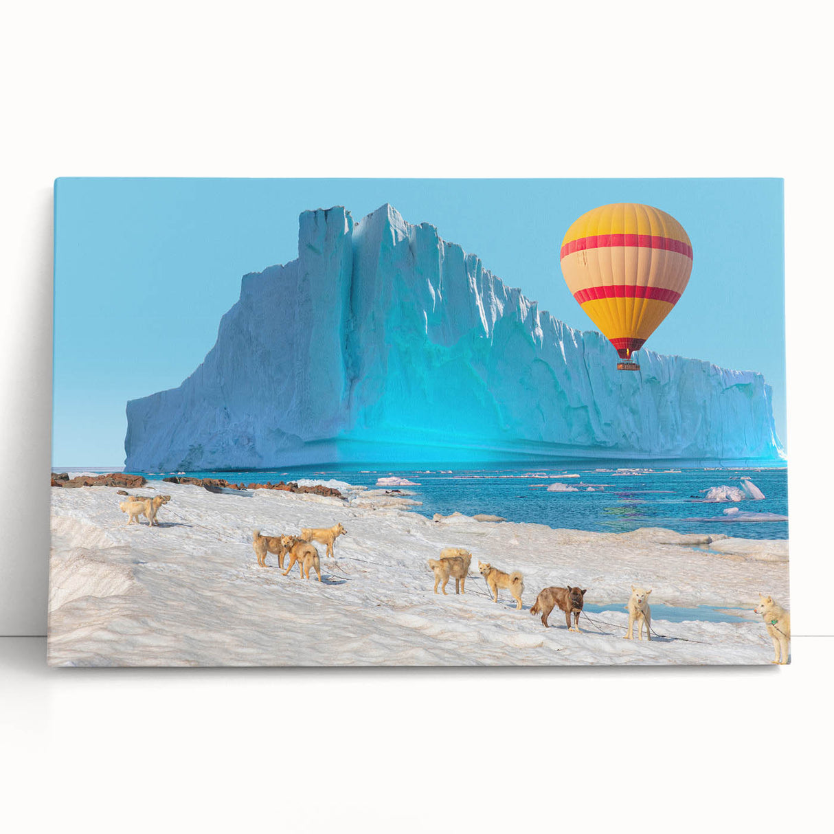 Large black and white canvas print of a European Greenland scenery, ideal for kitchen wall art.