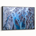Black and white landscape art painting of Icelandic scenery on framed canvas, suitable for bedroom wall decor.