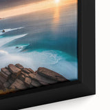 Black wall art featuring a textured, colorful Irish landscape on a framed canvas, ideal for living room decor.