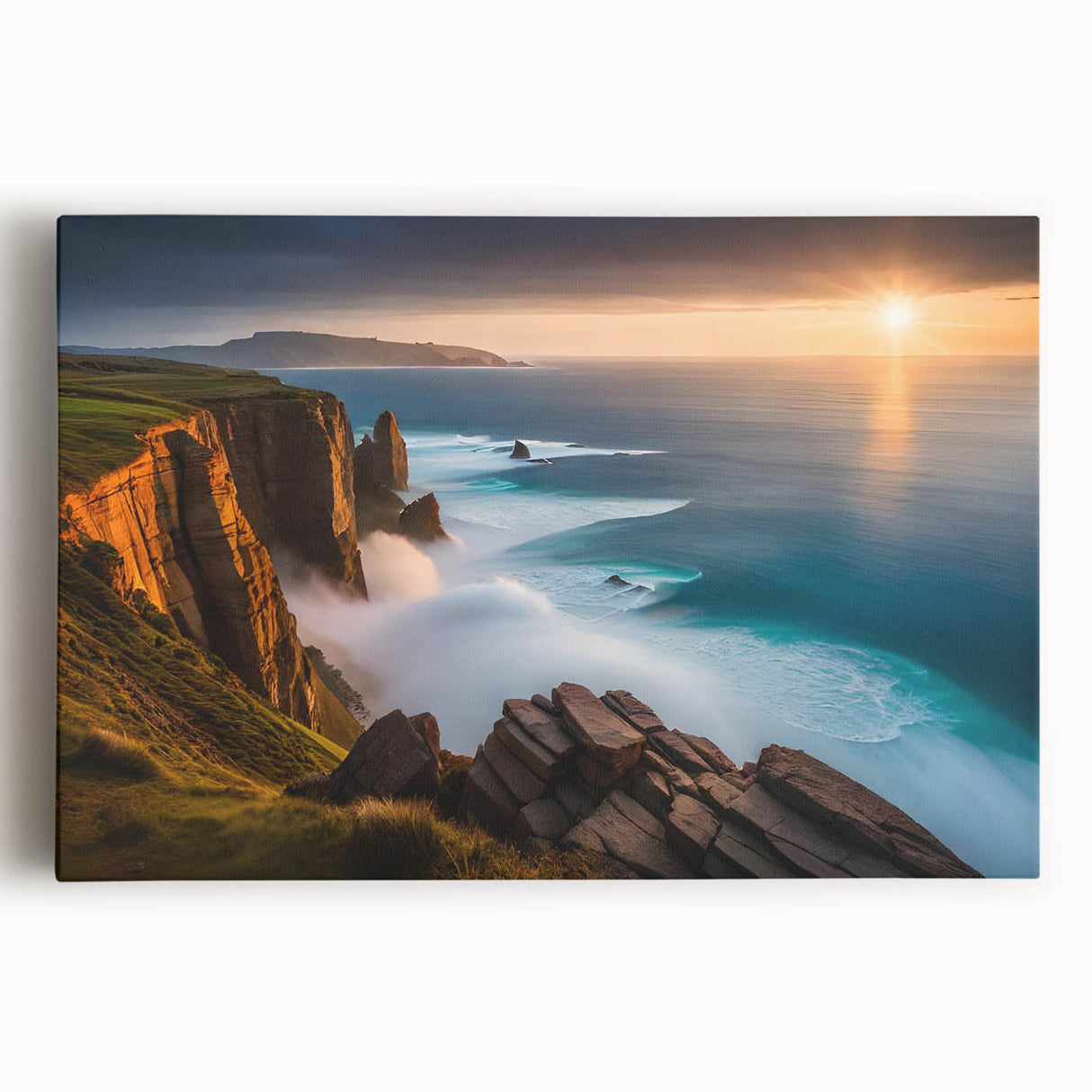 Black and white photo of an Irish landscape on stretched canvas, ideal for kitchen wall art or bedroom decor.