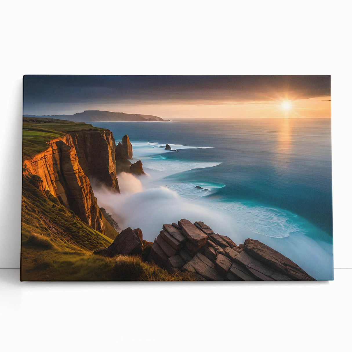 Black and white stretched canvas of a European scenery, ideal for kitchen wall art.