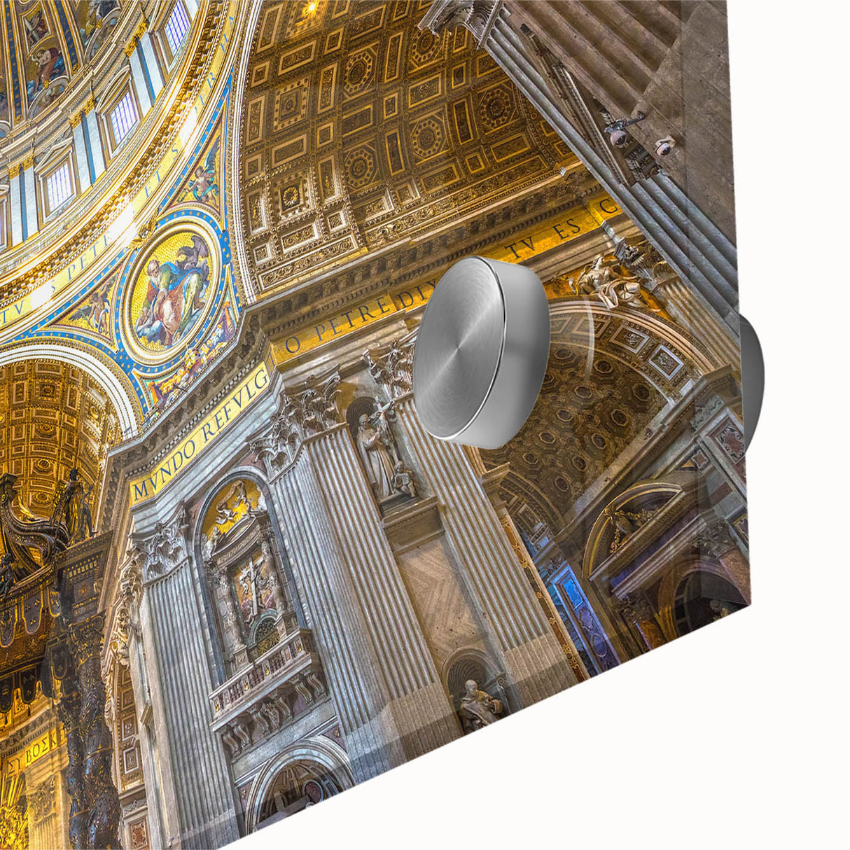 Large abstract wall art depicting Rome's scenery in muted earth tones on acrylic glass, suitable for dining room ambiance.
