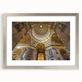 Extra large abstract art print of Rome's scenery in textured silver frame, ideal for living room decor.