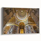 Landscape art painting of Rome with colorful accents on a black background, framed in silver, ideal for living room decor.