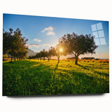 Acrylic print of a Sicilian landscape featuring muted earth tones, ideal for bedroom or dining room decor.