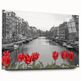Acrylic print of a Venice scenery with vivid blue and orange hues, suitable for bedroom or dining room decor.