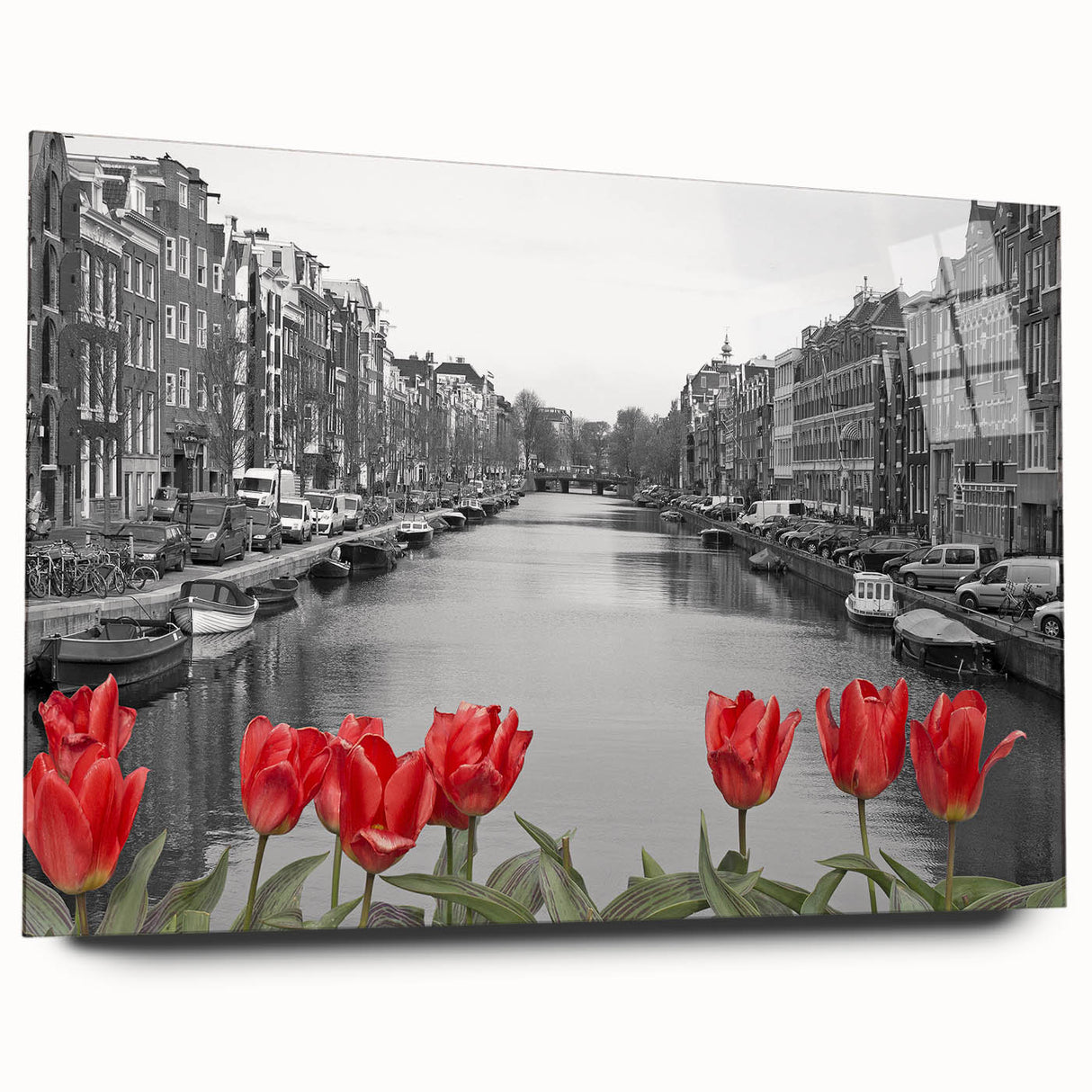 Acrylic print of a Venetian landscape with vivid blue and gold tones, suitable for bedroom or dining room art.