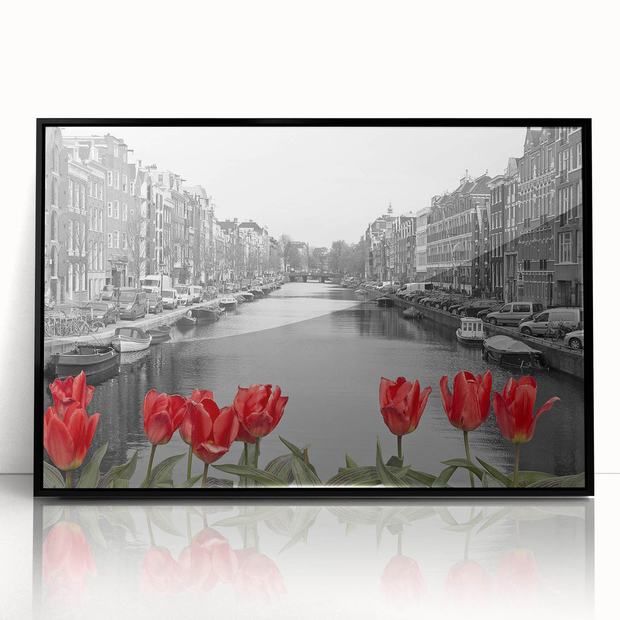 Large abstract wall art depicting a Venetian scene in muted colors on a framed acrylic, suitable for modern decor.