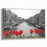 Framed canvas of a Venice landscape painting in muted earth tones, ideal for adding a vintage touch to living room decor.