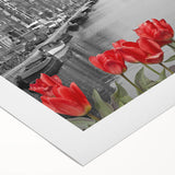 Art deco poster of Venice with muted earth tones on rolled canvas, suitable for dining room wall art.