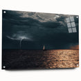 Large abstract wall art of a European scenery in Latvia on acrylic glass, with a mix of muted earth tones.
