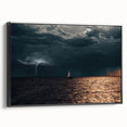 Black and white vintage poster art of a Latvian landscape on framed canvas, suitable for bedroom decor.