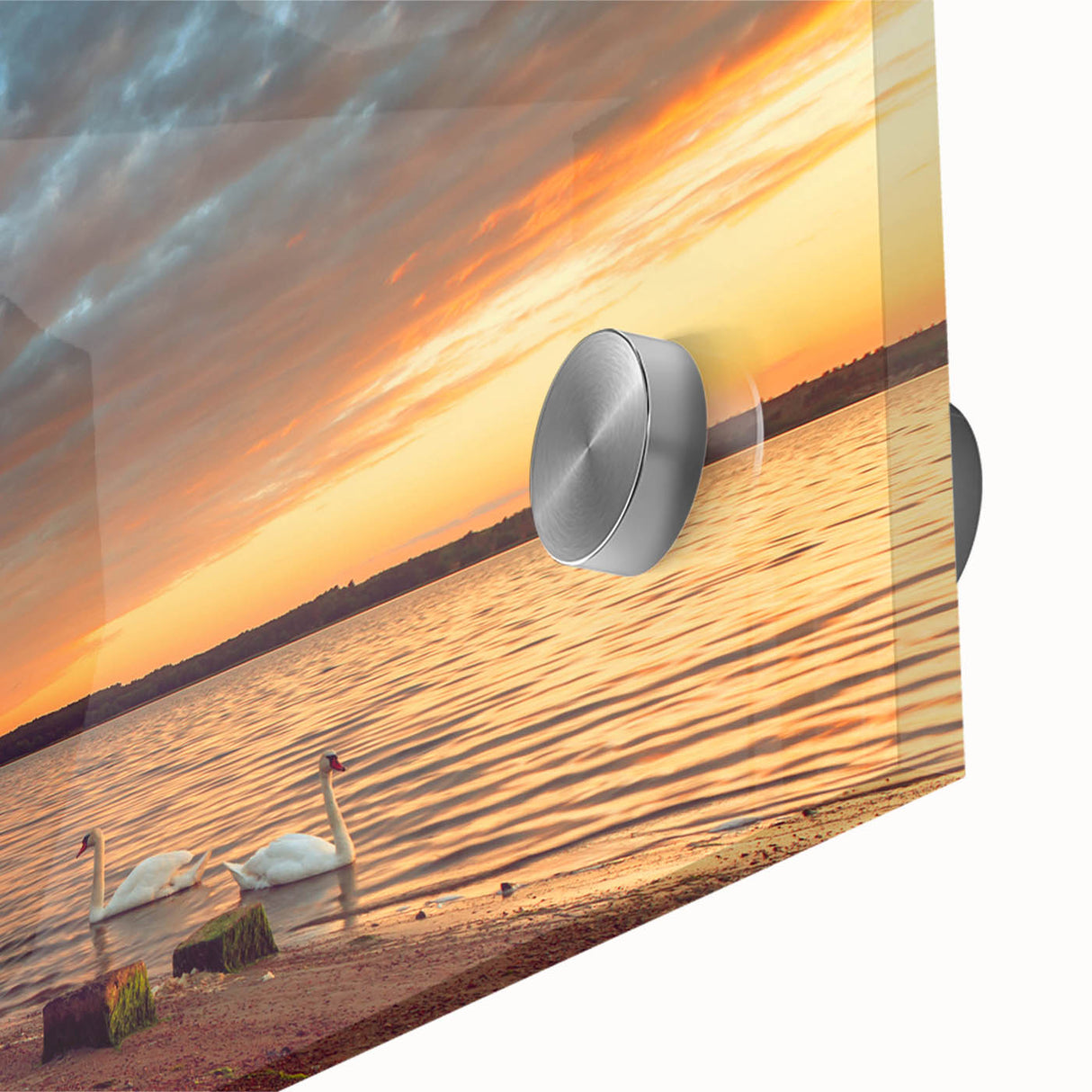 Large abstract wall art depicting a European Lithuanian scenery in muted earth tones on acrylic glass.