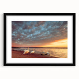 Extra large abstract art print of a vibrant, colorful European scenery on a textured canvas, ideal for living room decor.