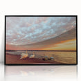 Large abstract wall art depicting a European Lithuanian landscape in muted earth tones on a framed acrylic panel.