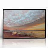 Large abstract wall art depicting a European Lithuanian landscape in muted earth tones on a framed acrylic panel.