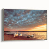 Landscape art painting of a Lithuanian scenery on framed canvas, featuring muted earth tones.