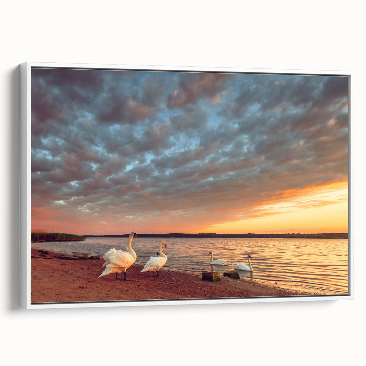 Vintage poster art of a European Lithuanian scenery on a framed canvas, featuring muted earthy tones.