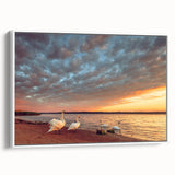 Vintage poster art of a European Lithuanian scenery on a framed canvas, featuring muted earthy tones.