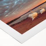 Art deco poster featuring a serene Lithuanian landscape in soft green and blue tones, ideal for dining room wall art.