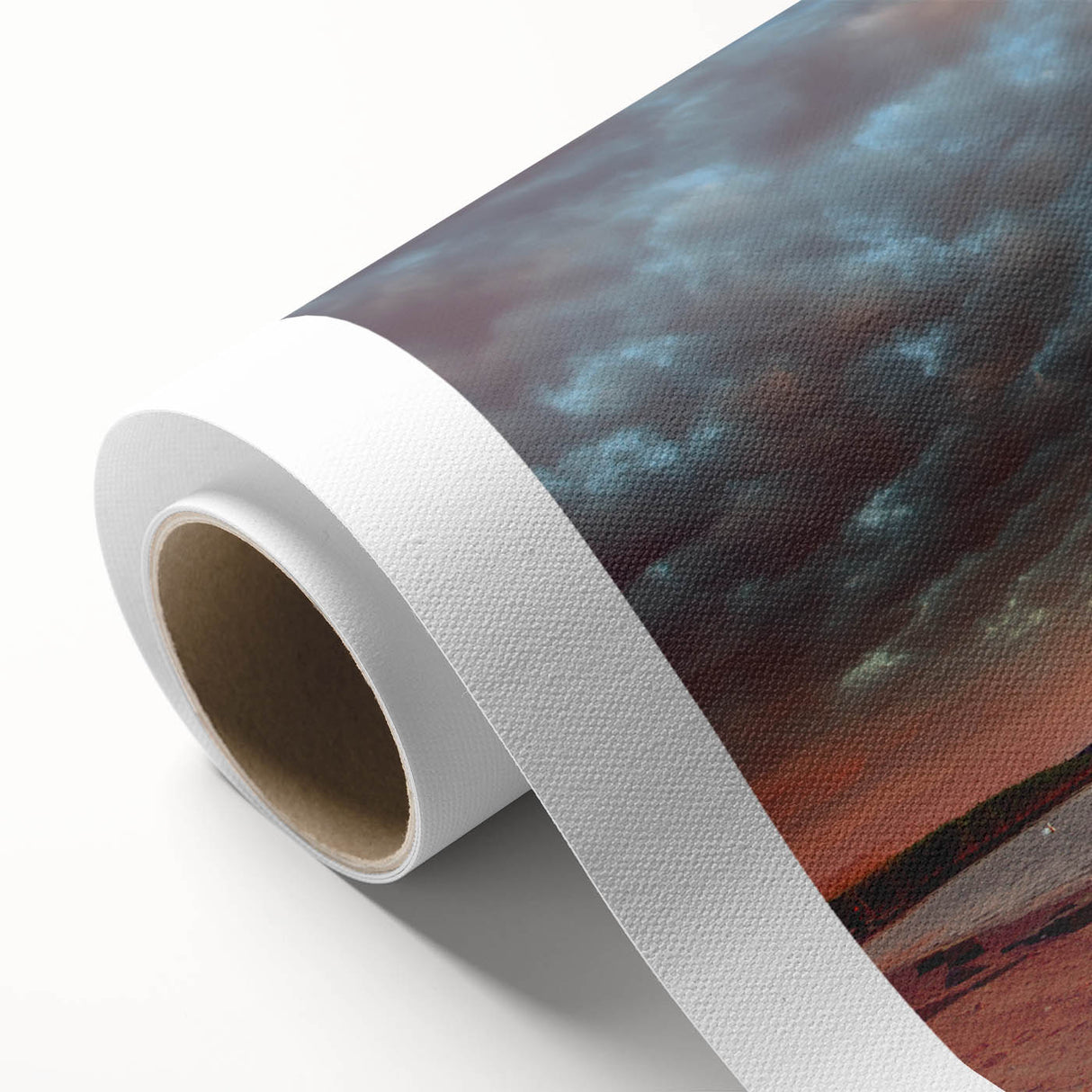 Art deco poster of a European Lithuanian landscape in pastel shades on rolled canvas, ideal for nursery wall art.