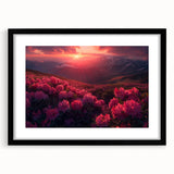 Extra large abstract art print of colorful, textured scenery in Europe, framed in black, suitable for living room decor.