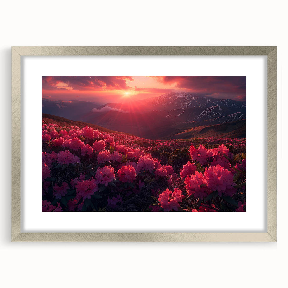 Textured abstract art print of a European scenery in muted earth tones on a framed canvas, suitable for bedroom decor.