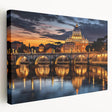 Large stretched canvas depicting a European Vatican scene in muted earth tones, ideal for kitchen wall art.