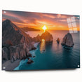 Acrylic print of a Baja California landscape in earth tones, ideal for dining room decor.