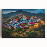 Black and white large art print of Oaxaca scenery on stretched canvas, suitable for kitchen wall art.