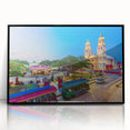 Large abstract wall art depicting Yucatan scenery in black and white on a framed acrylic, suitable for modern art wall decor.