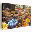 Panoramic view of Dubai skyline in muted earth tones on stretched canvas, suitable for kitchen wall art.