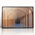 Large abstract wall art depicting a Middle Eastern scenery in muted earth tones on a framed acrylic.