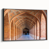 Black and white framed canvas of a Middle Eastern landscape, ideal for bedroom wall art.