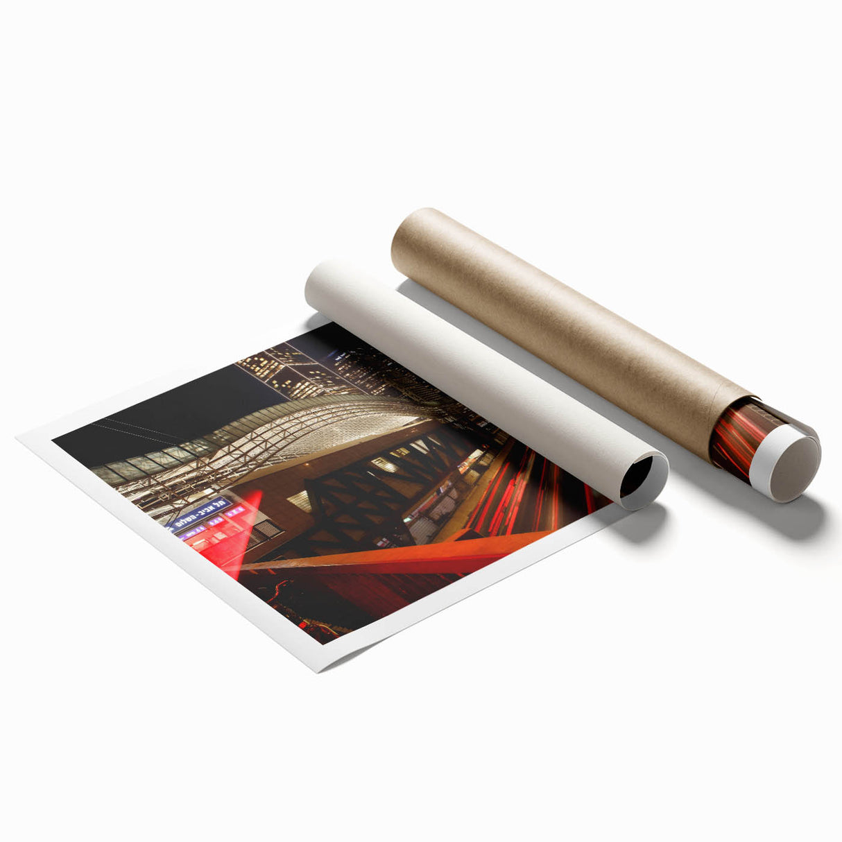 Extra large rolled print of Tel Aviv scenery with muted earth tones, ideal for classy bathroom wall art.