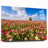 Large abstract wall art of a Middle Eastern scenery in muted earth tones on acrylic glass.