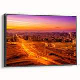 Black and white landscape art of Oman on framed canvas, ideal for bedroom wall decor.
