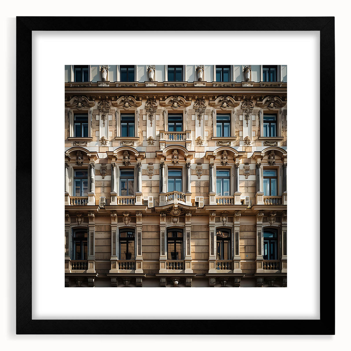 Extra large abstract art print depicting a colorful, textured scenery of Saudi Arabia, in a black frame.