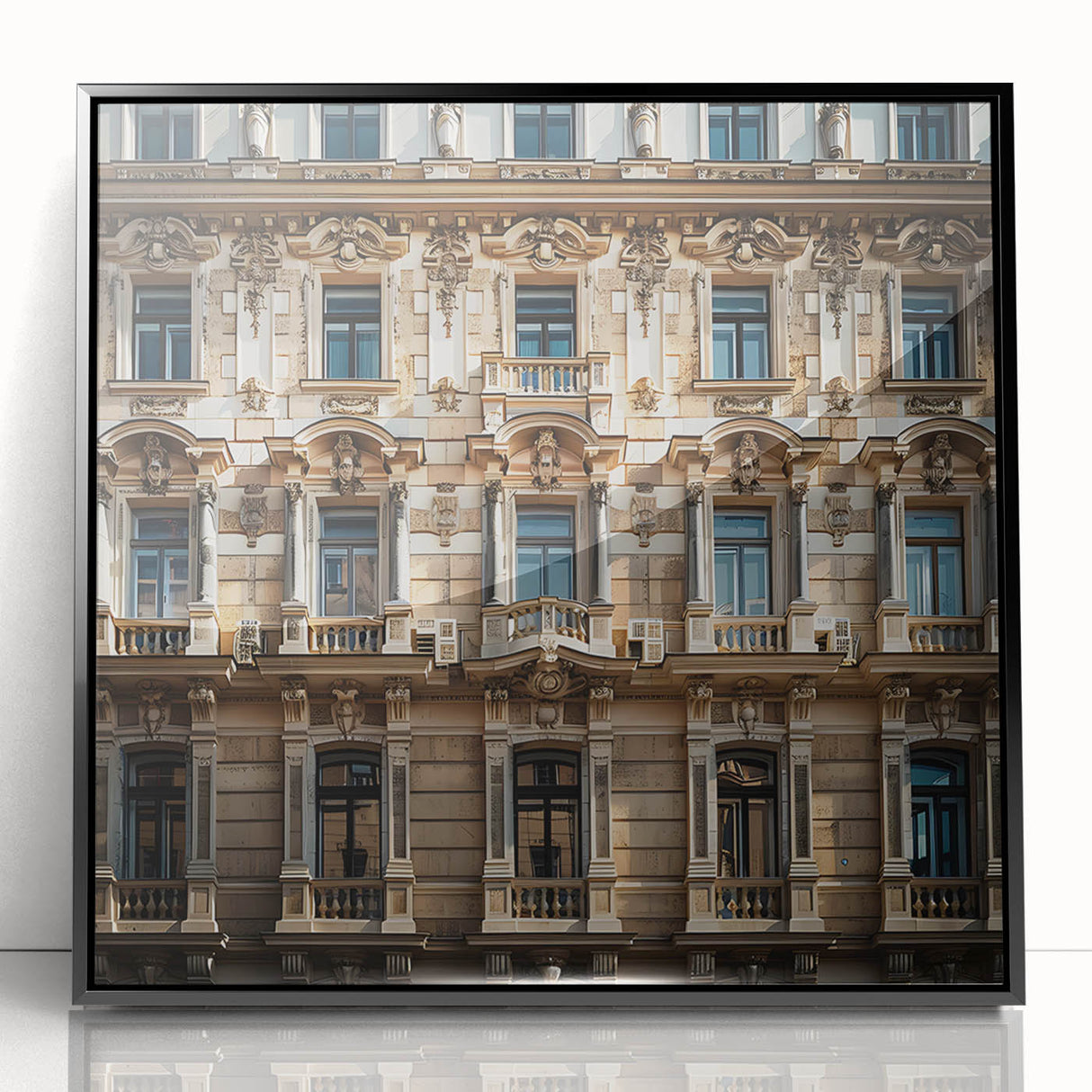 Large abstract wall art depicting a Saudi Arabian landscape in muted earth tones on a framed acrylic print.