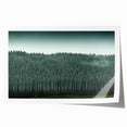 Rolled print of Auckland skyline featuring muted blue and green tones, ideal for art wall dining room.