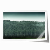 Rolled print of Auckland skyline featuring muted blue and green tones, ideal for art wall dining room.
