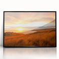Large abstract wall art depicting the Canterbury, New Zealand scenery in muted earth tones, framed in black acrylic.