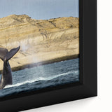 Black wall art of an Argentinian landscape on a framed canvas, featuring a textured, colorful art style.